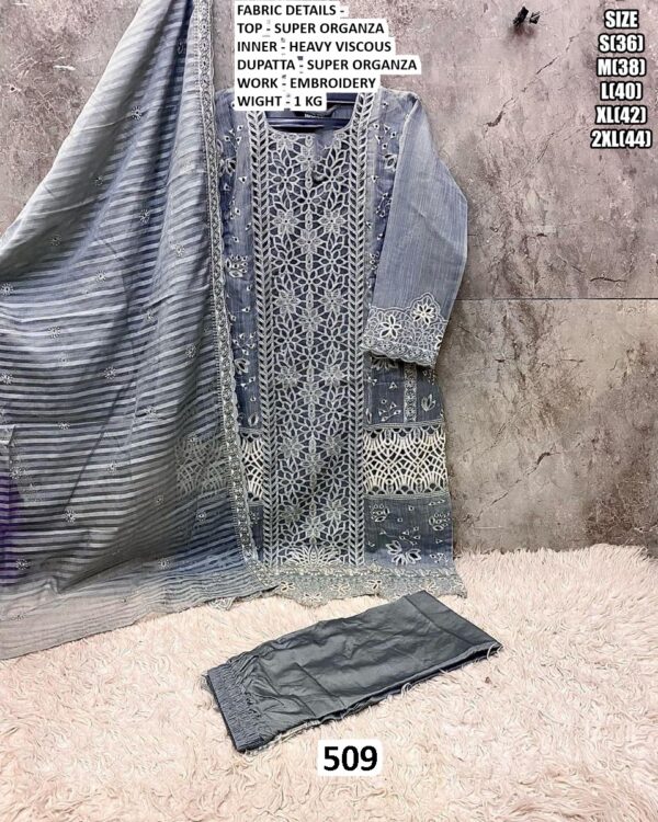 Intricate Embroidered Festive Pakistani Ready To Wear Kurti Sets In Super Organza