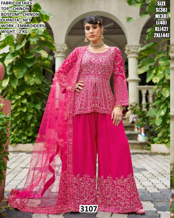 Make You Look Highly Stylish And Graceful In Weddings With Our Heavy Worked Chinon Suits