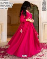 Latest Wedding Wear Indian Style Pink Georgette Embroidered Gown With Dupatta