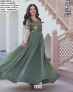 Fancy Silver Crunchy Gown With Embroidered Koti - Stylish Party Wear Sets