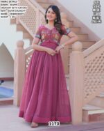 Fancy Silver Crunchy Gown With Embroidered Koti - Stylish Party Wear Sets