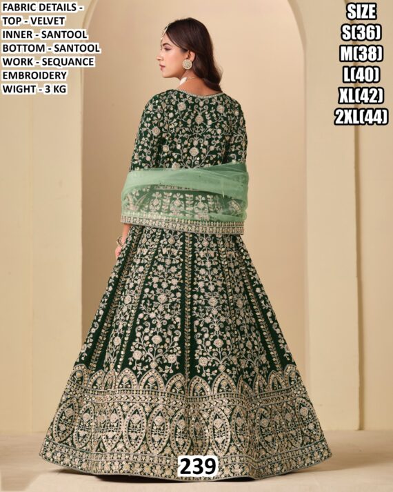 Luxury You Can Feel With This Velvet Heavy Worked Reception Wear Bridal Gown With Dupatta