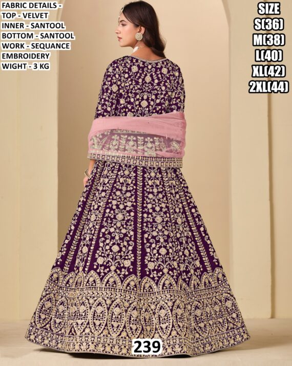 Luxury You Can Feel With This Velvet Heavy Worked Reception Wear Bridal Gown With Dupatta