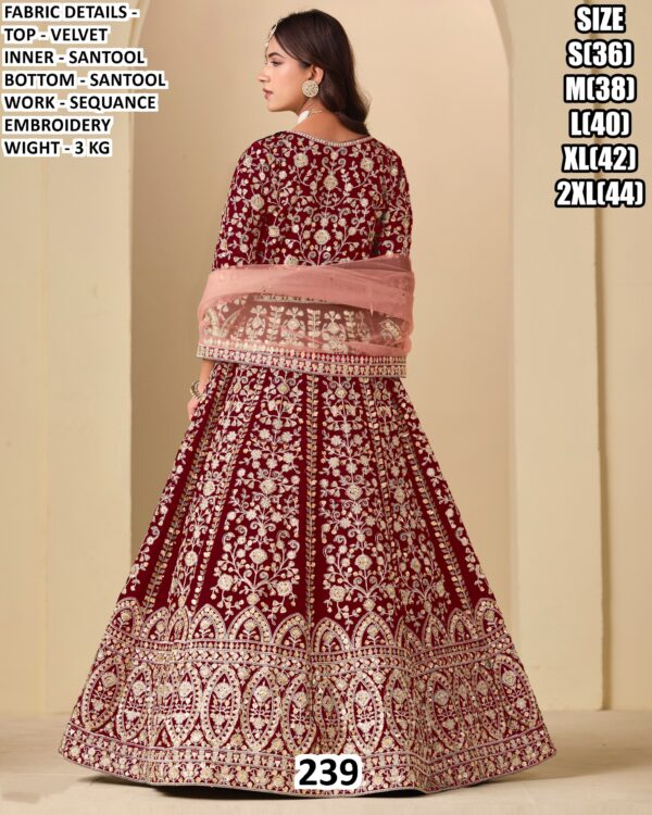 Luxury You Can Feel With This Velvet Heavy Worked Reception Wear Bridal Gown With Dupatta