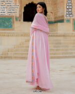 Blushing Beauty! New Light Pink Colour Georgette Long Gown Dress With Embroidery Work