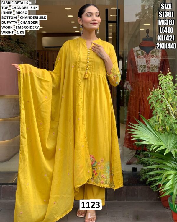 Launching Festive Collection Chanderi Silk Embroidered Kurti Sets With Dupatta