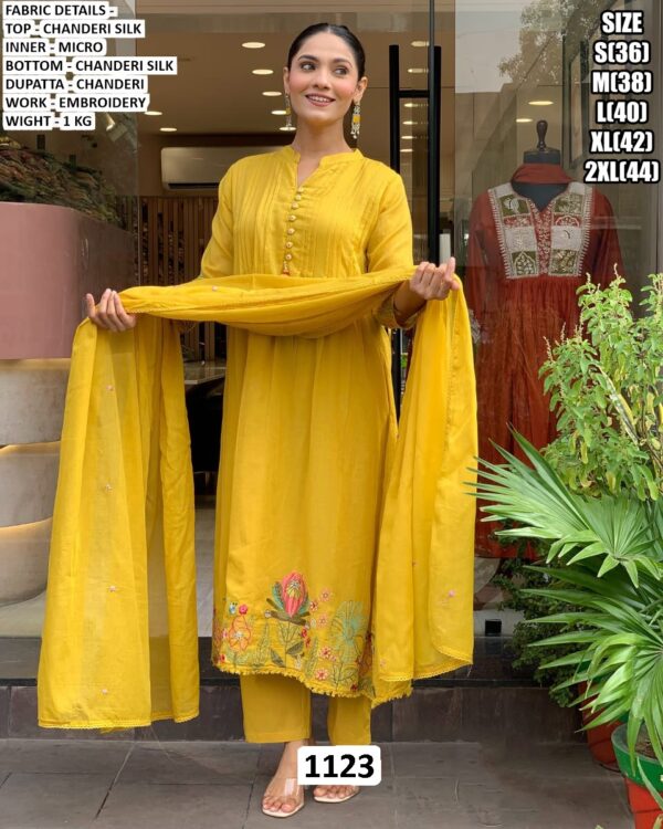 Launching Festive Collection Chanderi Silk Embroidered Kurti Sets With Dupatta
