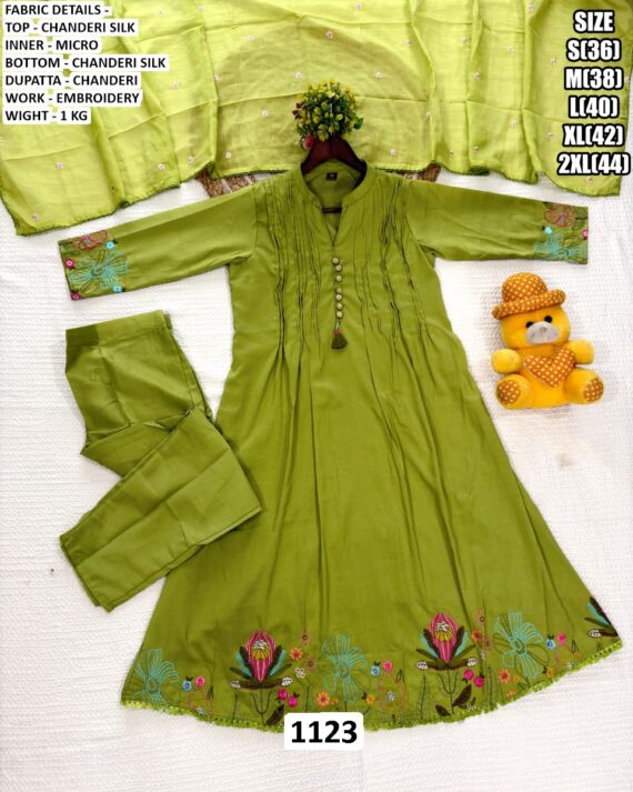 Launching Festive Collection Chanderi Silk Embroidered Kurti Sets With Dupatta