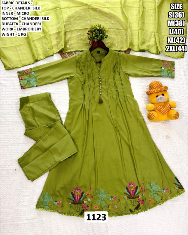 Launching Festive Collection Chanderi Silk Embroidered Kurti Sets With Dupatta