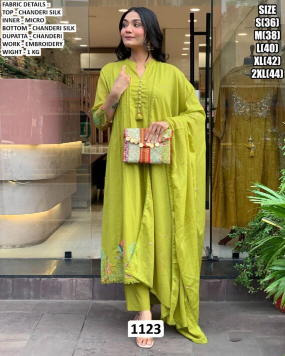 Launching Festive Collection Chanderi Silk Embroidered Kurti Sets With Dupatta