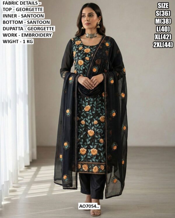 Embellish Your Style With Timeless Georgette Embroidered Flower Wedding Wear Suits