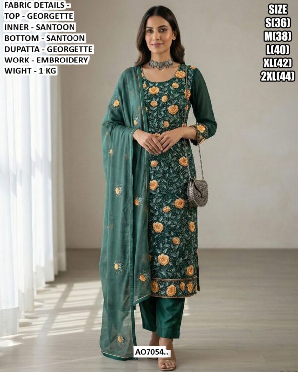 Embellish Your Style With Timeless Georgette Embroidered Flower Wedding Wear Suits