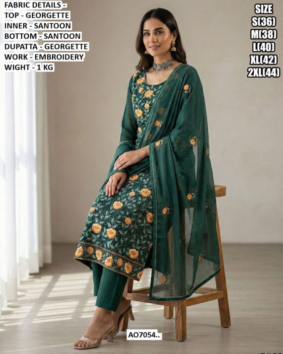 Embellish Your Style With Timeless Georgette Embroidered Flower Wedding Wear Suits