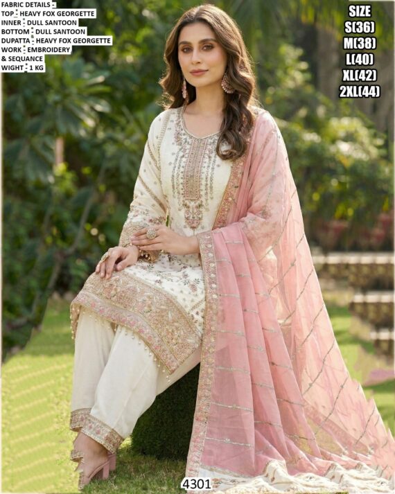 Un-Stitched Women's Pakistani Farshi Suits In Georgette Fabric With Heavy Embroidery Work