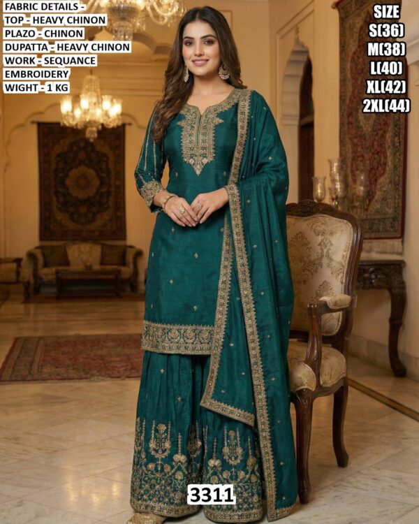 Our Ready To Wear Delicate Embroidered Heavy Chinon Ethnic Style Suits For Women