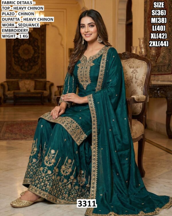 Our Ready To Wear Delicate Embroidered Heavy Chinon Ethnic Style Suits For Women