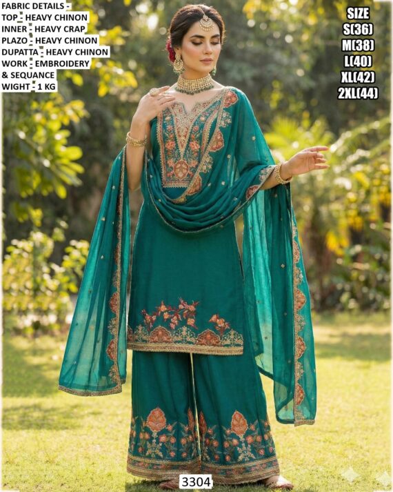 Get The Simplicity And Grace With This Multi Embroidery Chinon Salwar Kameez Suits