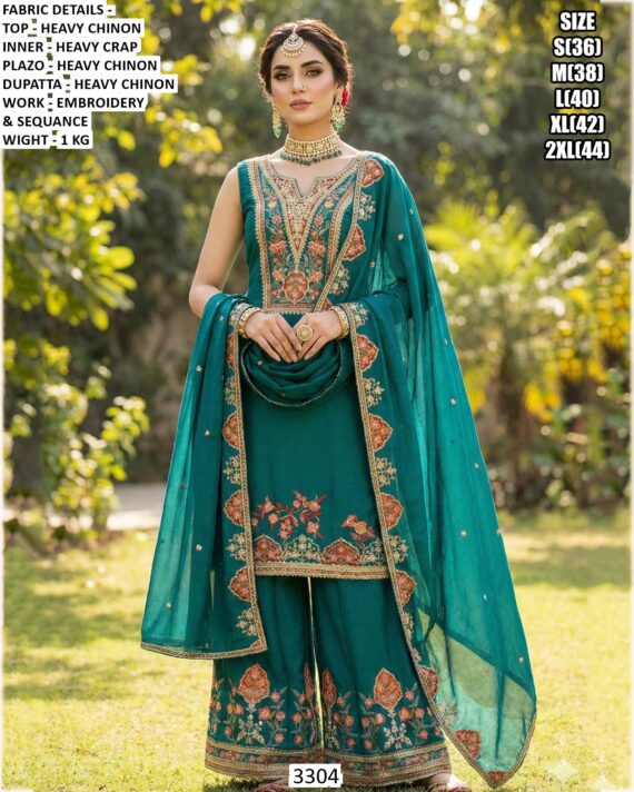 Get The Simplicity And Grace With This Multi Embroidery Chinon Salwar Kameez Suits