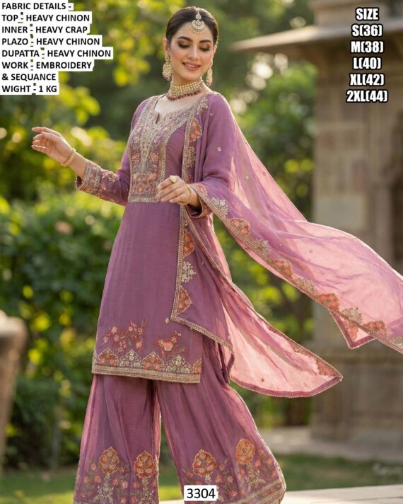 Get The Simplicity And Grace With This Multi Embroidery Chinon Salwar Kameez Suits