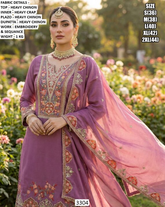 Get The Simplicity And Grace With This Multi Embroidery Chinon Salwar Kameez Suits