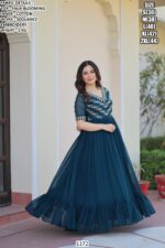 Fully Stitched Gown Sets Crafted In Faux Blooming And Adorned With Sequence Embroidery