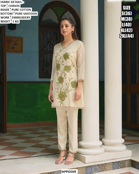 New Launching! Preety Designer Casual And Office Wear Readymade Chinon Co-ord Sets