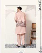 Viscose Silk Men's Traditional Look Kurta Pajama With Thread And Sequence Embroidered Koti