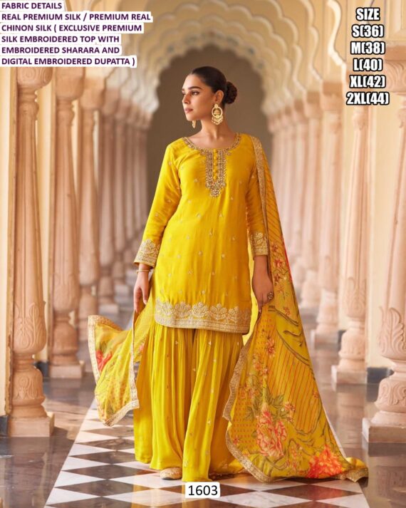 Premium Silk Readymade Pakistani Style Gharara Dress Designed For Weddings And Festivals