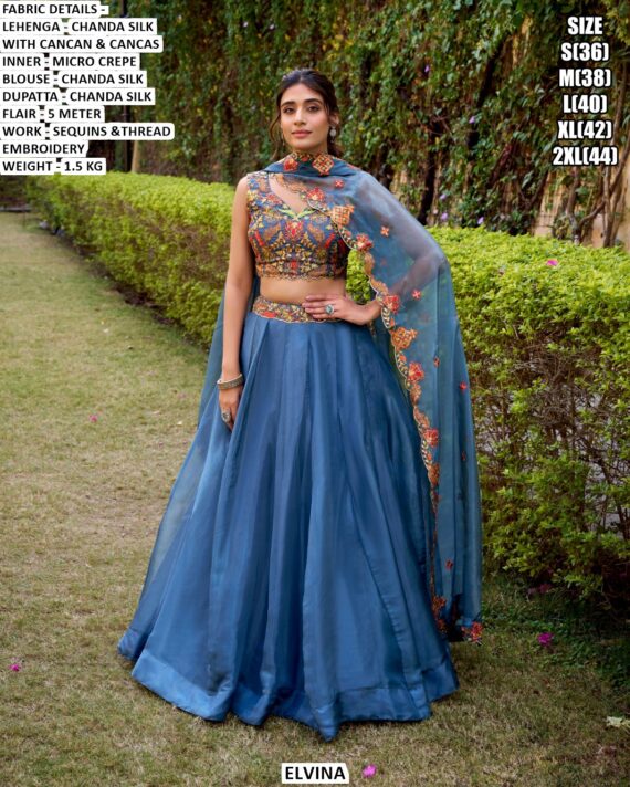 Fashion Empire! Classic Chanda Silk Plain With Sequins And Thread Embroidery Work Belt Lehenga Choli Sets