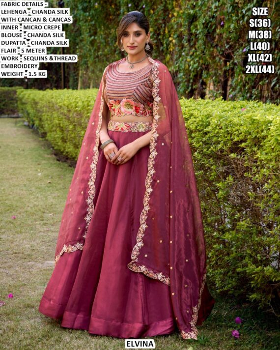 Fashion Empire! Classic Chanda Silk Plain With Sequins And Thread Embroidery Work Belt Lehenga Choli Sets