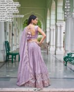 Beautiful Wedding Special Gold Crush Lehenga Choli Set In Mint Green And Lavender Colour!
