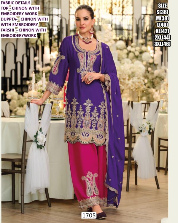 Launching Very Beautiful Chinon Premium Designer Pakistani Farshi Salwar Suits