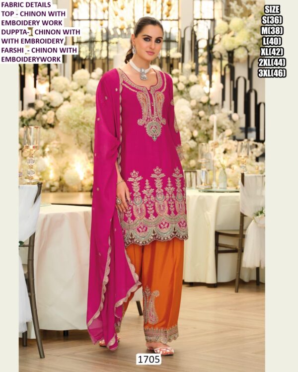 Launching Very Beautiful Chinon Premium Designer Pakistani Farshi Salwar Suits
