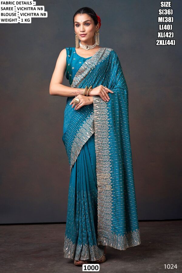 A Luxurious Pure Fendi Silk Shining Sarees Beautifully Crafted With Heavy Embroidery Work
