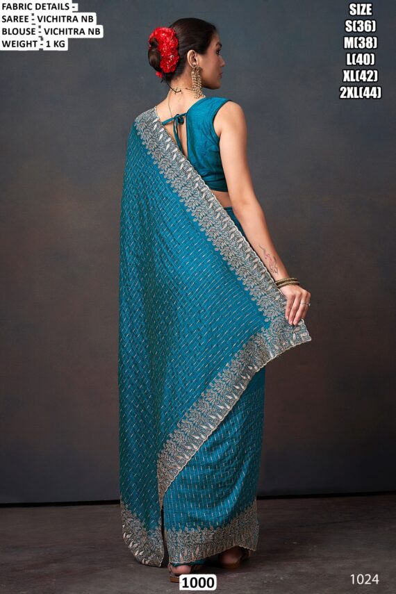 A Luxurious Pure Fendi Silk Shining Sarees Beautifully Crafted With Heavy Embroidery Work