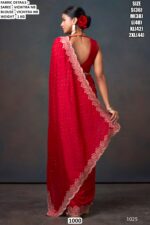 A Luxurious Pure Fendi Silk Shining Sarees Beautifully Crafted With Heavy Embroidery Work