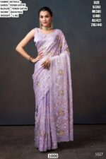 A Luxurious Pure Fendi Silk Shining Sarees Beautifully Crafted With Heavy Embroidery Work