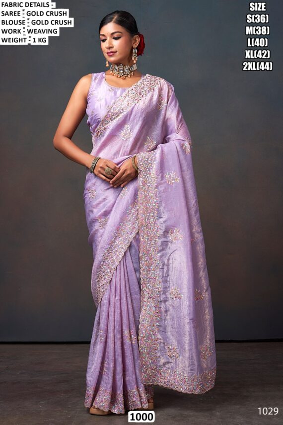 A Luxurious Pure Fendi Silk Shining Sarees Beautifully Crafted With Heavy Embroidery Work