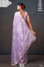 A Luxurious Pure Fendi Silk Shining Sarees Beautifully Crafted With Heavy Embroidery Work