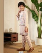 Functions Wear Viscose Silk Kurta Set With Multi Embroidered Koti For Little Boys