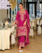 Aristocratic Chinon Heavy Designer Three-Piece Pakistani Plazo Suits For Women