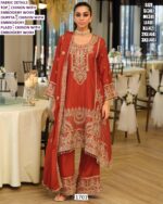 Aristocratic Chinon Heavy Designer Three-Piece Pakistani Plazo Suits For Women