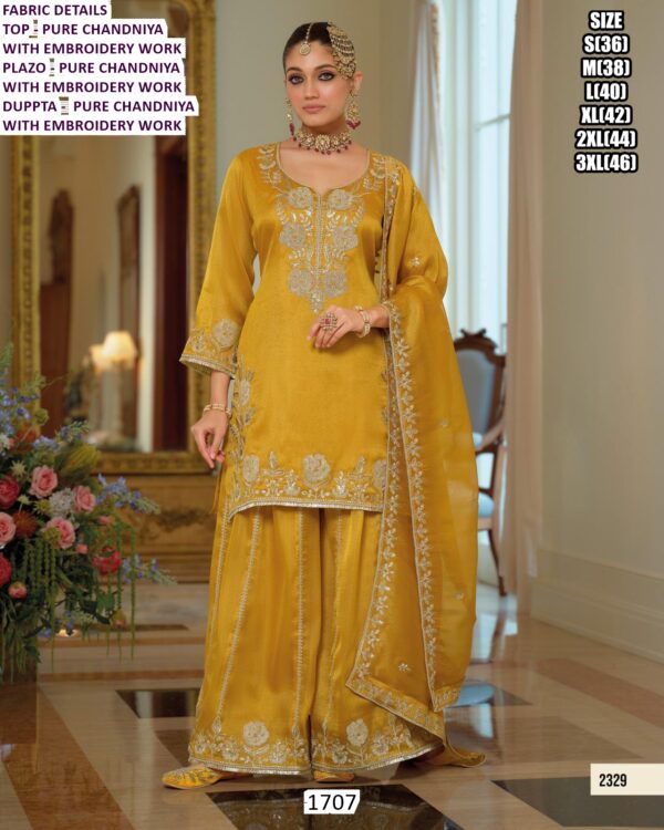 Ready To Wear Beautiful Pure Chandniya Embroidery Work Plazo Style Salwar Suits