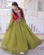 Mal Chanderi Anarkali Gown With Ice Velvet Koti Beads And Sequins Embroidery For Occasions
