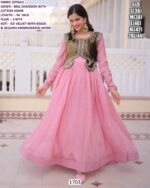 Mal Chanderi Anarkali Gown With Ice Velvet Koti Beads And Sequins Embroidery For Occasions