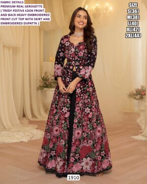 Premium Real Georgette With Intricate Embroidery Work Party Look Indo-Western Dresses