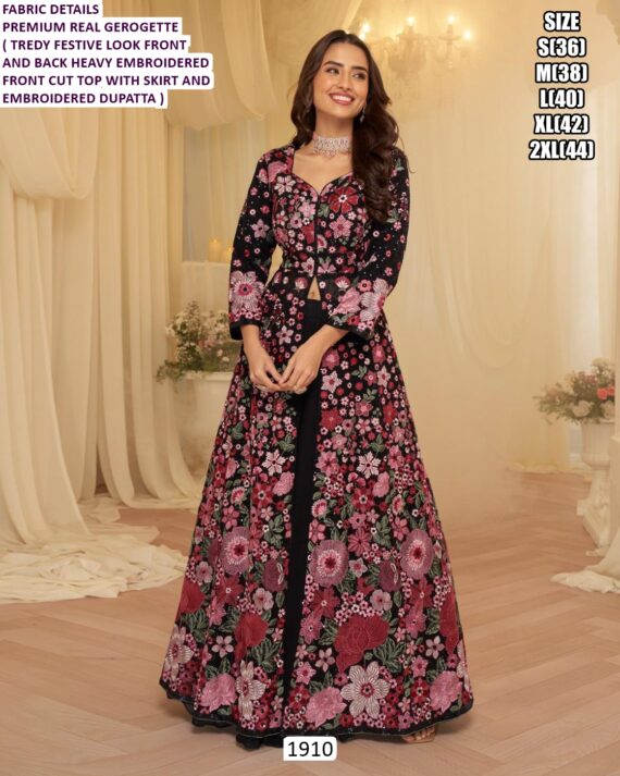 Premium Real Georgette With Intricate Embroidery Work Party Look Indo-Western Dresses