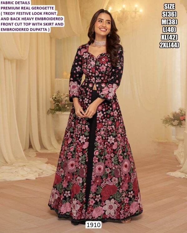Premium Real Georgette With Intricate Embroidery Work Party Look Indo-Western Dresses