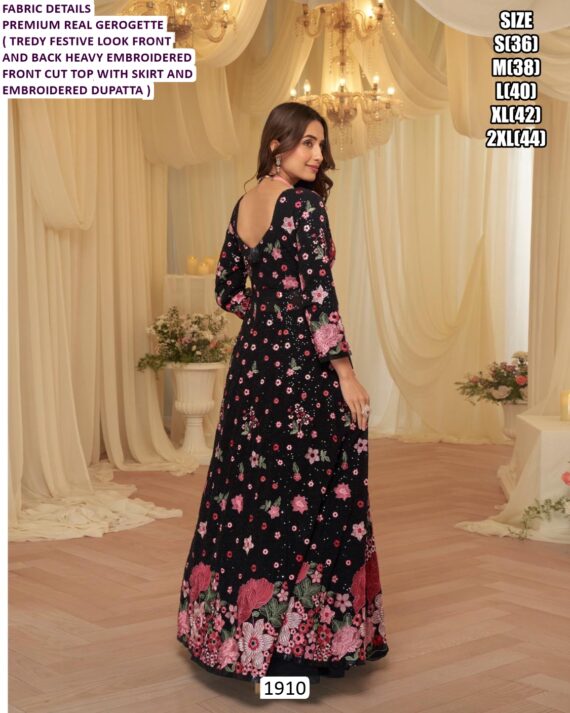 Premium Real Georgette With Intricate Embroidery Work Party Look Indo-Western Dresses