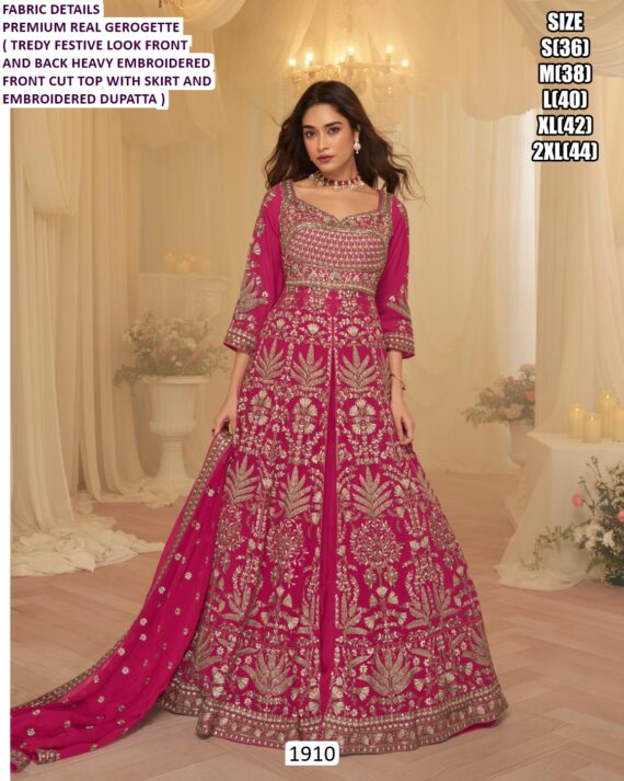 Premium Real Georgette With Intricate Embroidery Work Party Look Indo-Western Dresses